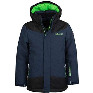 Trollkids Norefjell Ski-jas voor kinderen, waterafstotend, winddicht, marineblauw/lichtgroen., 116