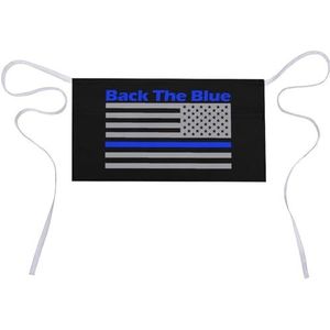 Back The Blue Police Line US Flag Taille Schort met 3 Zakken Waterdichte Server Schort Korte Halve Schorten Bib voor Keuken Restaurant