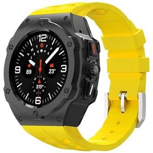 OFWAX Luxe Modificatie Kit voor Samsung Galaxy Horloge Ultra 47mm Roestvrij Stalen Kast Siliconen Band voor Ultra 47mm DIY Accessoire Horlogebanden(Yellow Black)