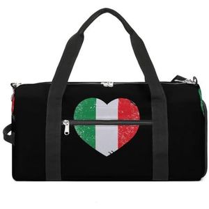 Italië Hart Retro Vlag Reizen Gym Tas met Schoenen Compartiment En Natte Zak Grappige Tote Bag Duffel Bag voor Sport Zwemmen Yoga