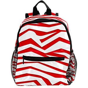 Rode en witte Zebra Print Achtergrond Leuke Mode Mini Rugzak Pack Bag, Meerkleurig, 25.4x10x30 CM/10x4x12 in, Rugzak Rugzakken