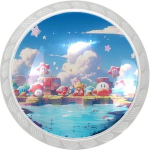 XYMJT voor Kirby-Star Set van 4 ronde transparante glazen ladeknoppen met schroeven, ABS-materiaal, 35 x 28 x 17 mm, voor kasten, dressoirs en meer