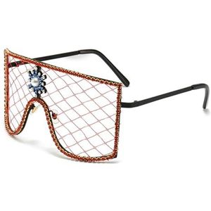 GALSOR Kleurrijke feestbril DIY mesh gepersonaliseerde brillen dames feest bal diamanten decoratie zonnebril (kleur: 1, maat: één maat)