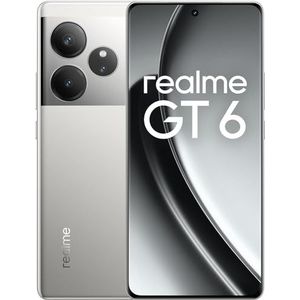 realme GT 6 5G Smartphone, 50MP LYT-808 hoofdcamera, Snapdragon 8s Gen3-processor, 120Hz 6,78 inch 6000nit Ultra Bright Display, NFC, Dual Sim, 8 + 256 GB, zilver (zonder oplader)