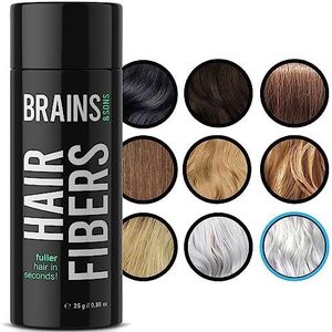 Brains & Son Strooihaar, premium haarverdichting/strooihaar met direct effect bij geheime raadhoeken, haaruitval en licht haar, haarpoeder, 25 g (wit)