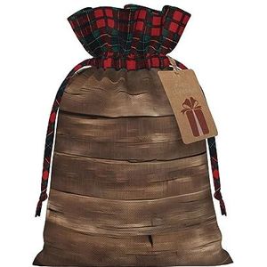 Rustieke oude schuur hout herbruikbare geschenktas-trekkoord kerstcadeau tas, perfect voor feestelijke seizoenen, kunst & ambachtelijke tas