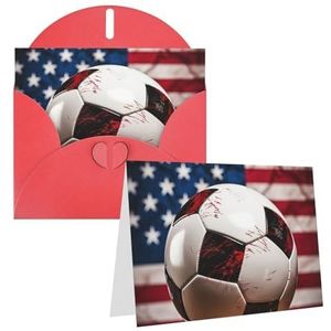 Wenskaarten Voetbal op Amerikaanse vlag achtergrond bedankkaarten met enveloppen gelukkige verjaardagskaart 10 x 15 cm Minimalistisch ontwerp bedankt notities voor alle gelegenheden verjaardag bedankt