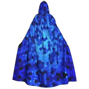 WURTON Halloween Kerstfeest Blauw Zeshoek Patroon Print Volwassen Hooded Mantel Prachtige Unisex Cosplay Mantel
