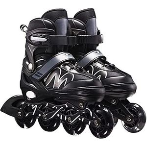 Inline skates voor volwassenen, verstelbare rolschaatsen voor jongens en meisjes, comfortabel en ademend, met hoogwaardige ABEC-7 kogellagers (zwart2)