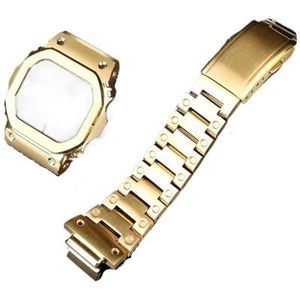 Pak horlogeband Fit for Casio G-SHOCK DW5600 GW-B5600 GWM5610 roestvrijstalen metalen Bezel horlogekast (Color : Golden case Strap, Size : 5600)