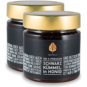 nectarvit - Zwarte komijn in honing (Nigella Sativa/Black Cumin), met hele zaden (2 glazen, 540 g)