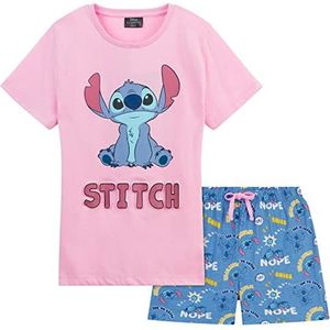 Disney Stitch Meisjes Pyjama voor Kinderen en Tieners 2 Stuks Nachtkleding Korte PJ's voor Meisjes Zachte Ademende Lounge Wear 4-14 Jaar Eeyore en Stitch Geschenken (Roze/Blauw Stitch, 13-14 Jaar)