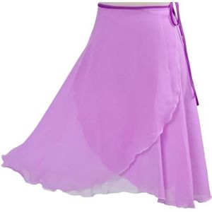 Vrouwen Chiffon Ballet Wrap korte rok， Tweekleurige bloemenprint oefenlegging tutu-jurk(Black)