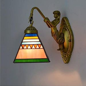 Tiffany Stijl Gelandschilderd Glas 6-Inch Wandlamp, Retro Wandlampen Voor Slaapkamer Trap Hal, LED Kerstmis Decoratie Lichten, Zonnebloemen