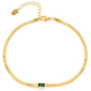S925 sterling zilveren armband for dames met paarse diamant en groene diamant platte slangenarmband sieraden(Style:Green Diamond)