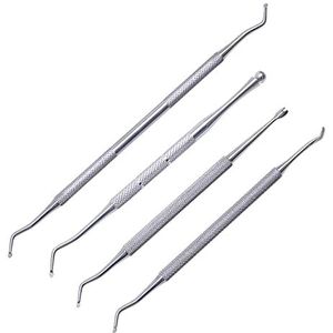 4 stuks ingegroeide teennagel gereedschapsset, teennagelvijl en lifters, chirurgisch roestvrij staal, nagelreiniger en lifter voor reiniging en verzorging van ingegroeide teennagels