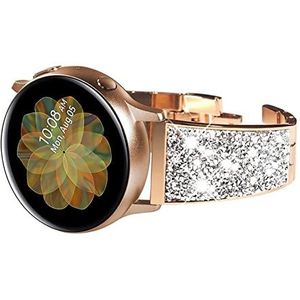 INEOUT Dure horlogeband Compatibel met Samsung Galaxy Horloge 3 41mm / Galaxy Horloge 4/4 Classic Band Bling Dames Meisje Dressy Vervanging Strap (Color : Rose-gold, Size : Active 2)