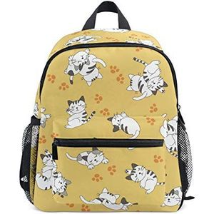 Cartoon kat strepen kinderen rugzakken schooltassen voor jongens meisjes