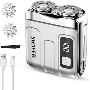 Mini elektrisch scheerapparaat voor heren, magnetisch draagbaar elektrisch scheerapparaat met dubbele kop en LCD-scherm voor nat en droog scheren voor thuis, in de auto en op reis