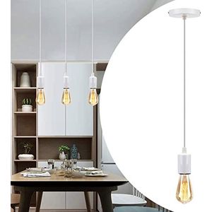 Mengjay Metalen lampophanging, E27 lamphouders met kabel, 100 cm snoerslinger, witte hanglamp kabel, ideaal voor plafondverlichting, wit