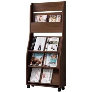 Tijdschriftenrek, Houten tijdschriftenrek Promotiemateriaalrek Folderdisplayrek Studeerkamerplanken Vloer Krant Krantenopbergrek met wielen voor boeken, brochures, tijdschriften, kranten, st