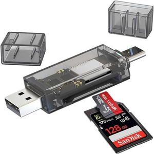 Combrite Kaartlezer, USB 3.0 en USB-C-connectoren, voor SD/Micro SD-geheugenkaarten, transparante behuizing, ondersteunt OTG-telefoonback-up