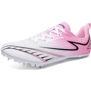 ZHENSI Atletiekschoenen Heren Dames Sprint Hardlopen Race Spikes Sneakers Lichtgewicht Professionele Springschoenen,Roze,35 EU