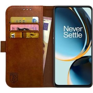 Rosso Element Book Case Wallet Hoesje Geschikt voor voor OnePlus Nord CE 3 Lite | Portemonnee | 3 Pasjes | Magneetsluiting | Stand Functie | Bruin