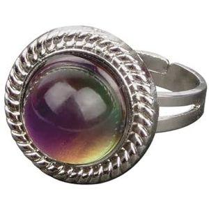 Dames retro ovale ronde edelsteenring, temperatuurveranderende ring, armband met aanpassing van de opening (Color : MR1009)