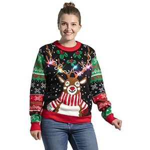 OFF THE RACK Kersttrui voor dames, uniseks, met ledverlichting, grappige kerstman, rudolf, lama, rendier, kerstboom, feesttruien, XL