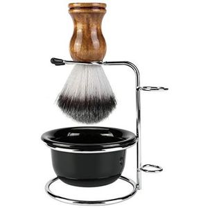 Aethland Heren scheerborstel kit, zacht haar scheerborstel, roestvrij staal scheerborstel houder & acryl zeepkom mok voor mannen kapper scheerset