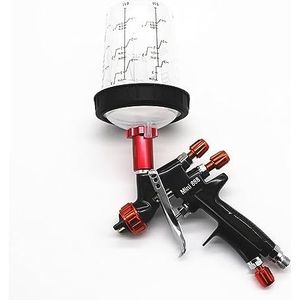 Luchtverfspuit Spuistool met 400CC Mix Cup Luchtspuistool met verfmengbeker en adapter Minispuistool Verfspuistool 1,2 mm mondstuk voor doe-het-zelf auto- en huisverf(250CC CUP)