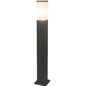 QAZQA - Moderne Buitenlamp | Padverlichting | Tuinverlichting paal donkergrijs 80 cm IP44 - Malios | Buitenverlichting - Roestvrij staal (RVS) Kubus |Rechthoekig |Langwerpig - E27 Geschikt voor LED - Max. 1 x 60 Watt