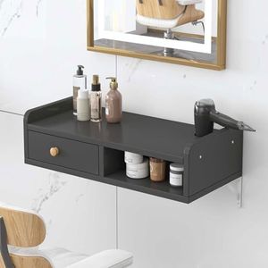 Wandgemonteerde kappersstations, organizer voor haartools, kappersstation voor haarstyling met föhnhouders, spa-salonapparatuur met lades(A,50cm)