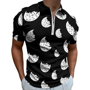 Moon Cow Half Zip-up Polo Shirts Voor Mannen Slim Fit Korte Mouw T-shirt Sneldrogende Golf Tops Tees XS