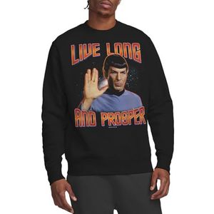 new boundary designs, inc. Star Trek Original Live Long And Prosper Crew Sweatshirt, Zwart, XX-Large, Zwart, XXL