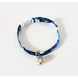 Japanese Style Kimono Adjustable Puppy with Bell Safety Cat Supplies Cat Collar Kitten Accessories Pet Products(Blue)