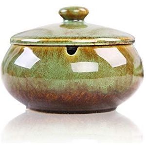 Lependor Keramische asbak met deksels, Winddicht, Sigarettenasbak voor Binnen of buiten Gebruik, Ashouder voor rokers Huisdecoratie - (Hebzucht)