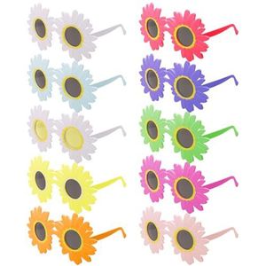 ZBHDEYG 10 stuks madeliefjesbrillen, zonnebloemzonnebrillen, grappige zonnebrillen, bloemenfeestbrillen, fotoshooting-rekwisieten, feestdecoratie, wit, Eén Maat