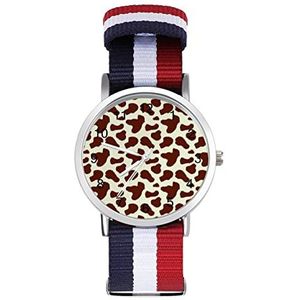 Bruin Wit Koe Patroon Casual Heren Horloges Voor Vrouwen Mode Grafische Horloge Outdoor Werk Gym Gift