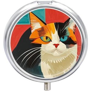 Moderne Kunst Kat Pil Doos Pil Case Pil Organizer Geneeskunde Pil Organizer Wekelijkse Pil Organizer Pil Houder Kleine Pil Case Pil Containers Pil Houder voor Portemonnee