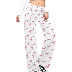 Roze Flamingo En Watermeloen Yoga Broek Voor Vrouwen Casual Broek Lounge Broek Trainingspak Met Trekkoord L