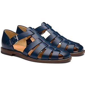 CCAFRET Herensandalen Mannen Sandalen Summer Leather Fashion Trend Slipper mannen Non-slip Casual Protect Mannen Schoenen van de Zomer Plus Size (Color : Navy blue, Size : 46)