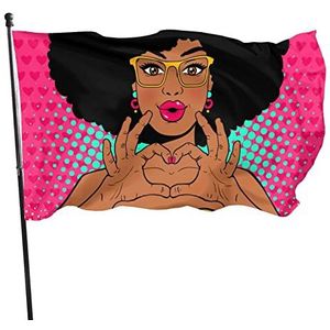 Opknoping Wimpel 90X150Cm Afro-Amerikaanse Vrouw Tuin Vlag Vervagen Bestand Bunting Met Grommets Bunting Vlaggen Voor Verjaardag Decoraties Feesten