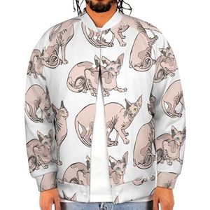Sphynx Cats grappige heren honkbaljas bedrukte jas zacht sweatshirt voor lente herfst
