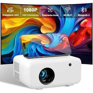 Mini Projector Draagbare, Visulapex V3 PRO Beamer 12000 Lumen Ondersteuning FHD 1080P, 50% Zoom en Elektrische Focus, 5G WiFi Bluetooth Projector voor iOS/Android/TV Stick/HDMI/USB