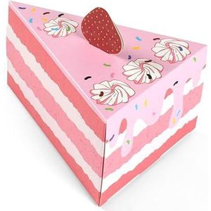 8 stuks roze cakevormige cookie cracker doos papier geschenkdozen shower gunsten traktatie kinderen verjaardagsfeestje dessert verpakking (Color : Pink color, Size : 8 pieces)