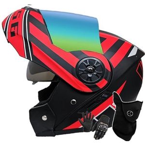 Motorhelm Systeemhelm Modulaire Helm Geïntegreerde Motorhelm Met Dubbel Vizier DOT/ECE-Gecertificeerde Bromfiets-Scooterhelm Voor Volwassenen Dames Heren G,M/57-58CM