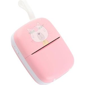 Pocket-fotoprinter Oplaadbare -inktloze HD-print Multifunctionele Draagbare Thermische Printer met 5 Papierrollen voor Dagboek (PINK)