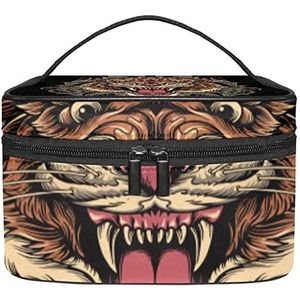 Tijger make-up organizer tas, reismake-up tas organizer case draagbare cosmetische tas voor vrouwen en meisjes toiletartikelen, Meerkleurig, 22.5x15x13.8cm/8.9x5.9x5.4in